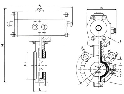 D671(半襯)、D671Fs(全襯)氣動(dòng)對(duì)夾襯氟塑料蝶閥