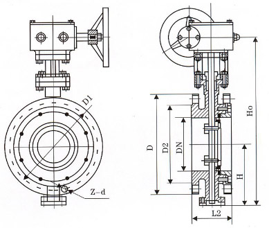 日標(biāo)蝶閥結(jié)構(gòu)示意圖 日標(biāo)蝶閥結(jié)構(gòu)示意圖